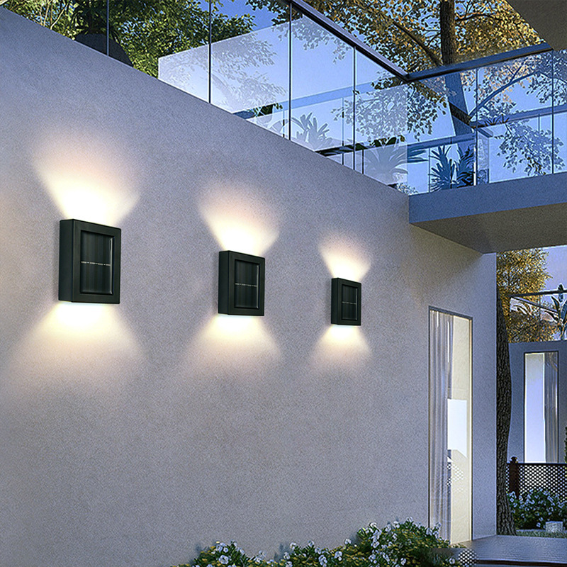 Solar Night Light Outdoor Garden Wall Light Waterproof 2LED Up and Down Light Outdoor Decorative Garden Light Wall Light
