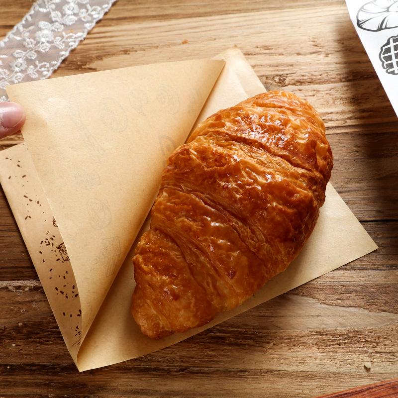 [Small Wholesale] Triangle Bag Clutch Bag Food Paper Bag Oil-proof Packaging Donut Bread Bag