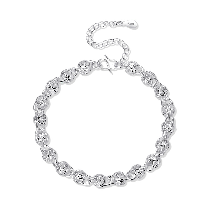 Hollow Round Bead Bracelet ins Niche Design Money Rolling Love Round Bead Lady Exquisite Ball Silver Plated Bracelet