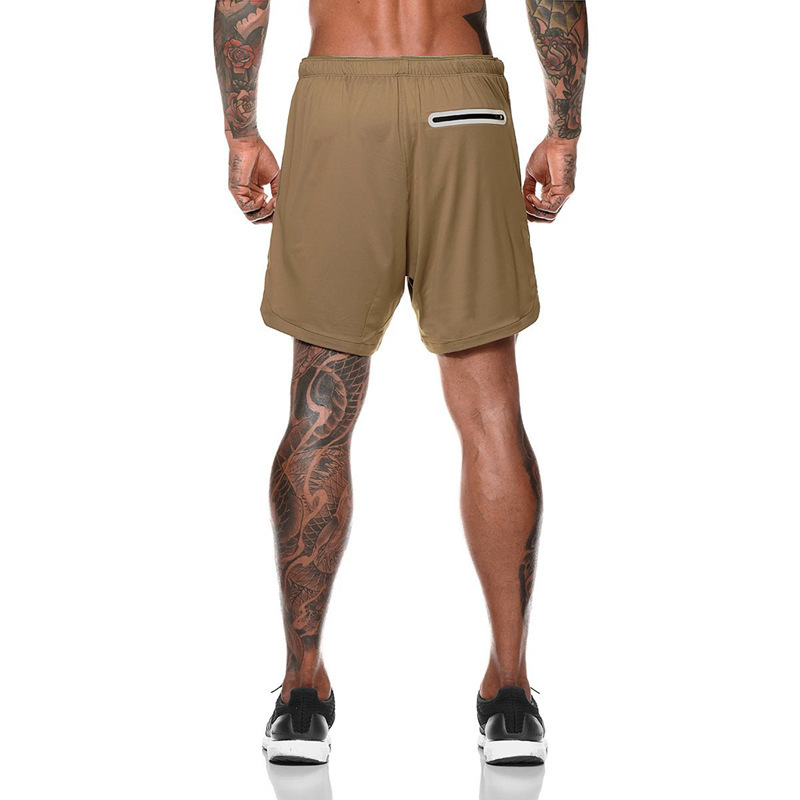 2023 Cross-border Double-layer Shorts Camouflage Summer Men's Large Size Five-point Quick-drying Breathable Fitness Sports Running Foreign Trade