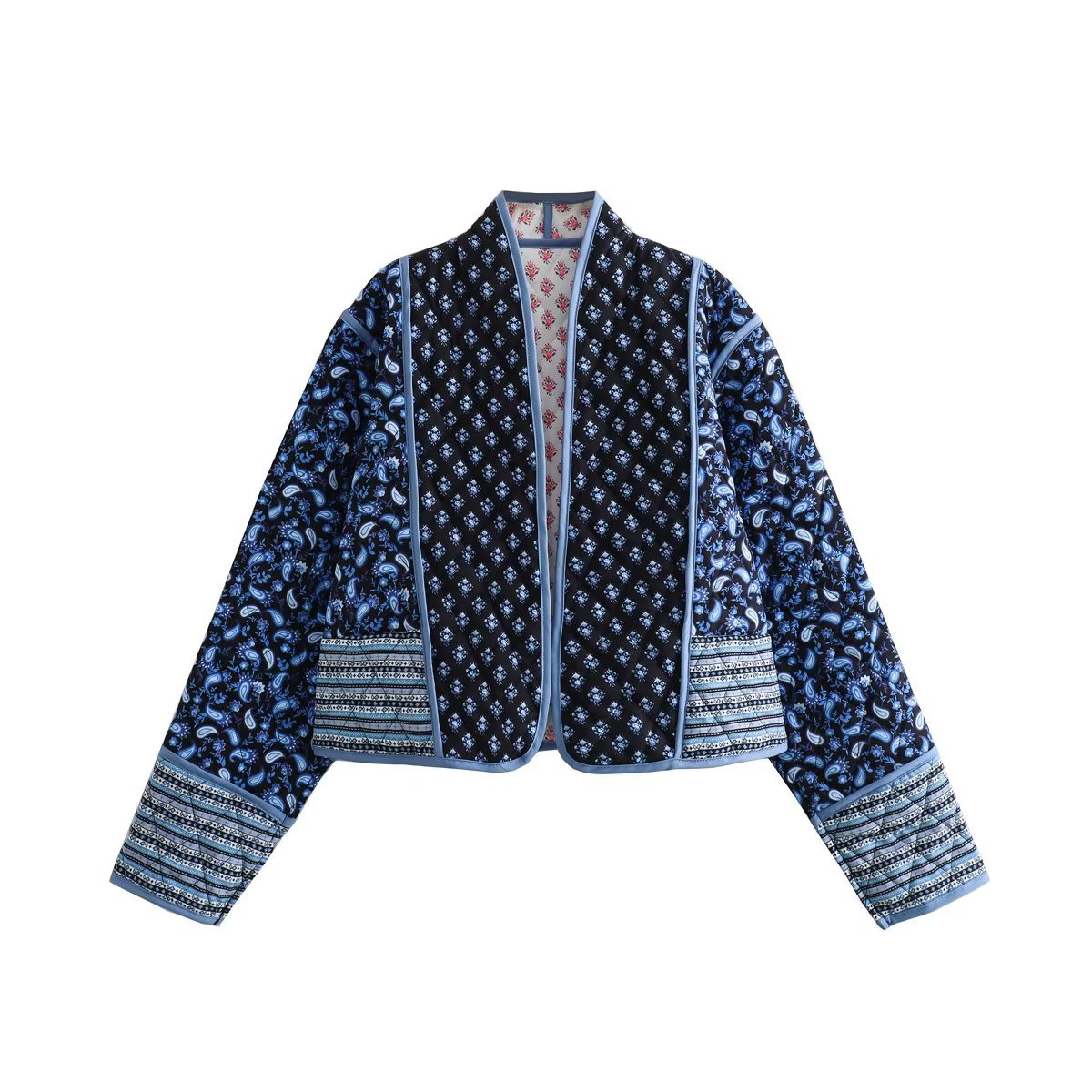 2023 autumn new European and American cross-border women's clothing street fashion double-sided printed cotton coat w063 2765