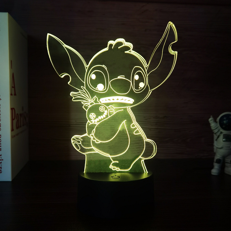Cross-border hot star baby stitch 3d night light creative led colorful touch cartoon stall gift