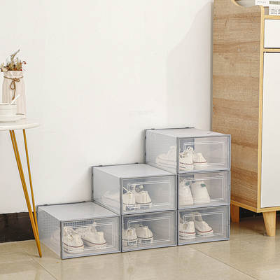 Spot transparent shoe box storage box gray basketball shoe box plastic dustproof shoe cabinet stackable shoe box storage