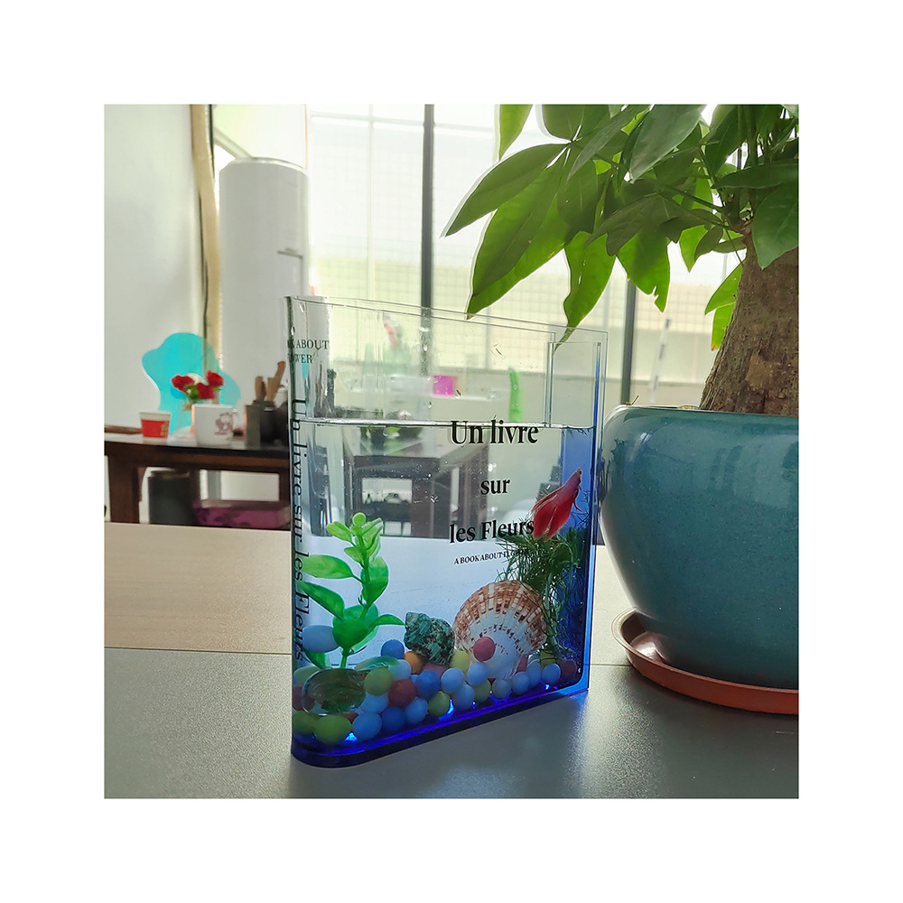 Explosive INS style modern transparent gradient acrylic book-shaped vase hydroponic flower ornaments acrylic vase