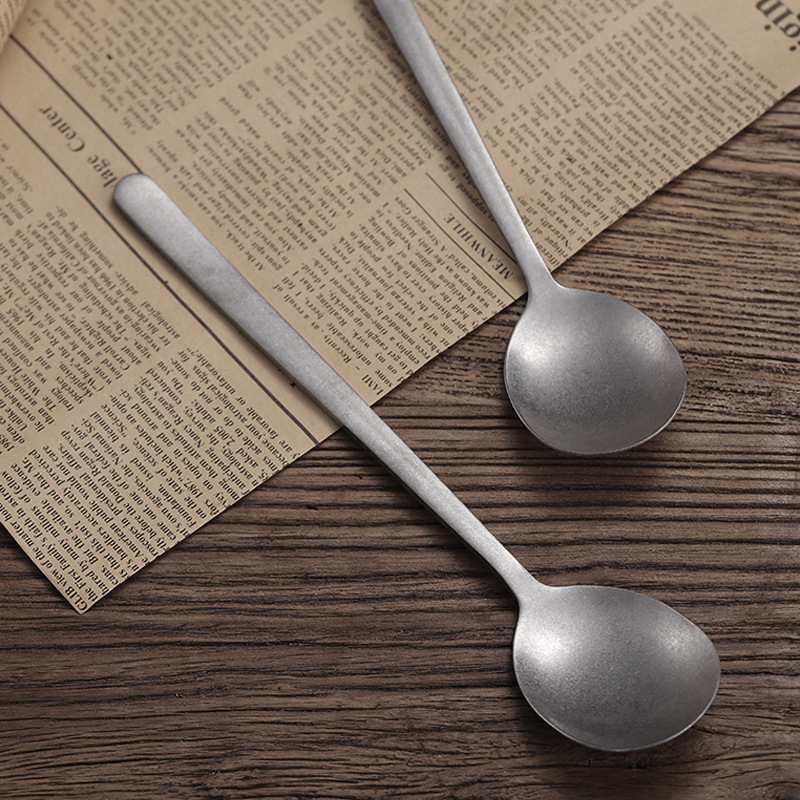 Factory direct supply retro 304 stainless steel chopsticks old square non-slip chopsticks spoon fork suit commercial South Korea tableware