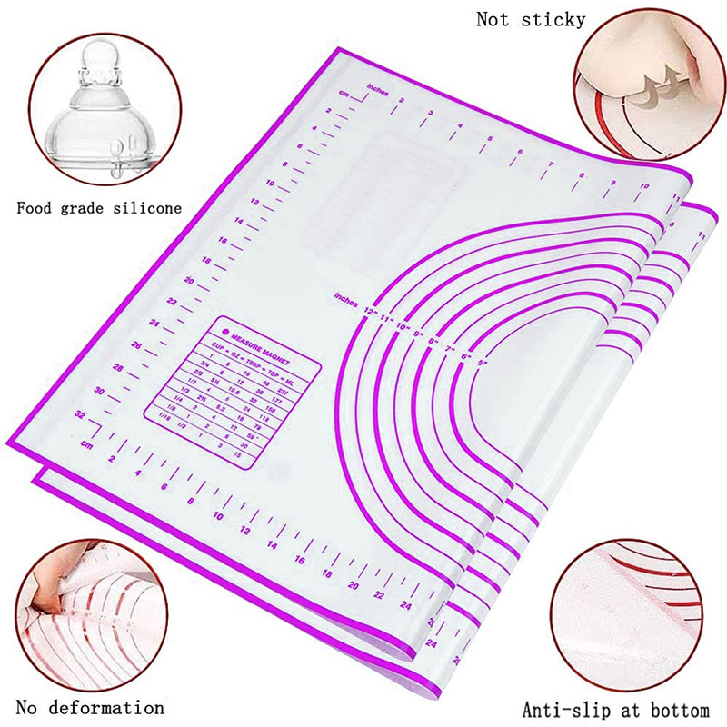 Silicone pad kneading mat purple non-stick non-slip easy cleaning baking tools large small size moon cake rolling dough and dough pad