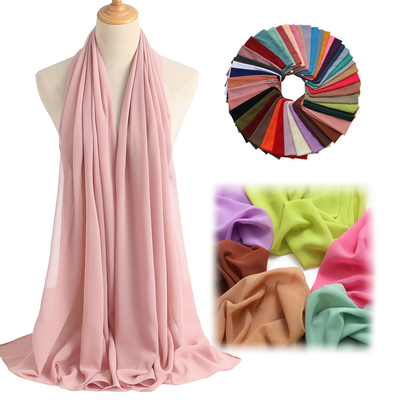 Pearl chiffon scarf solid color rectangular scarf women's shawl basic monochrome all-match scarf wholesale