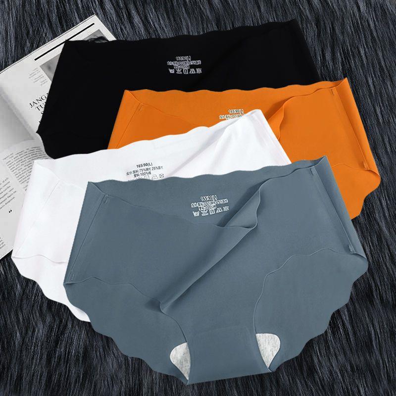 Japanese style mid-waist cotton bottom simple solid color girl briefs comfortable breathable Ice Silk seamless underwear for women