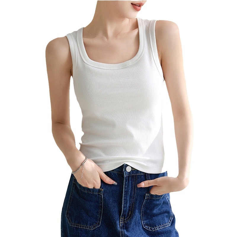Popular cool thread hot girl vest camisole women's inner wear outer wear sleeveless 2024 spring and summer new white slim fit