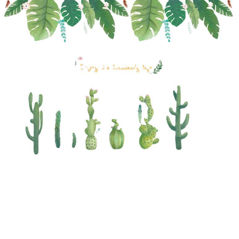 Nordic fresh green plant wall decoration stickers potted leaves living room bedroom hallway dress up waterproof removable