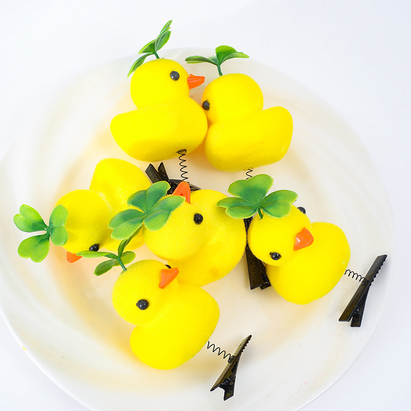 New Internet Celebrant Selling Cute Yellow Duck Hairpin Duck Headwear Children's Three-dimensional Spring Headwear Toy Stall Gift Love_voghion.com