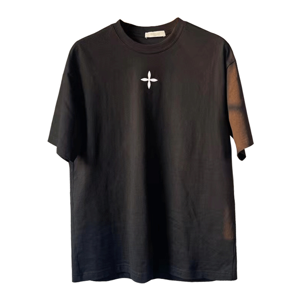 TPY2022 American Short Sleeve Men's Summer Cross Printed Trendy Men's T-shirt Heavy 300g Loose Half Sleeve Half Sleeve