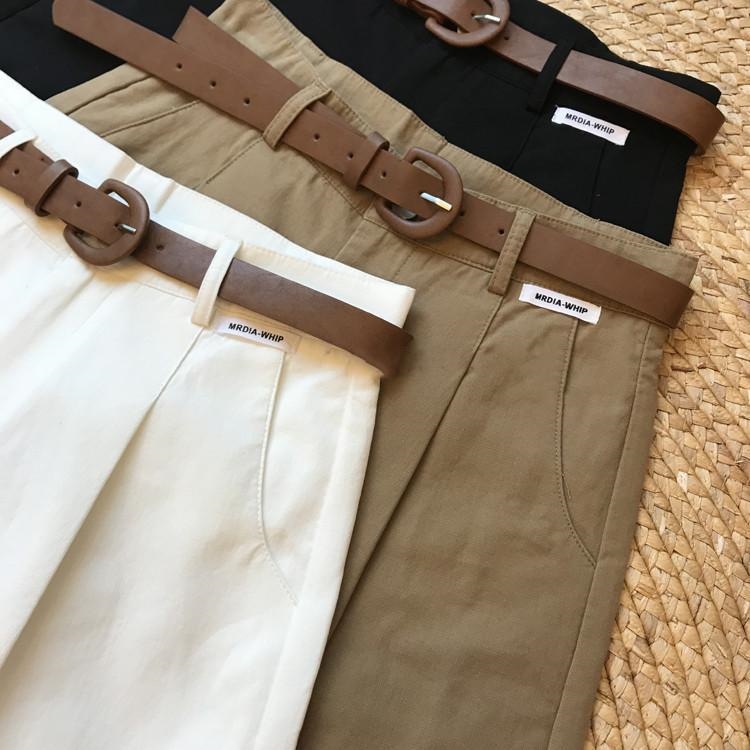 [Belt delivery] workwear wide-leg shorts women's 2024 Summer thin cropped pants loose all-match casual pants New