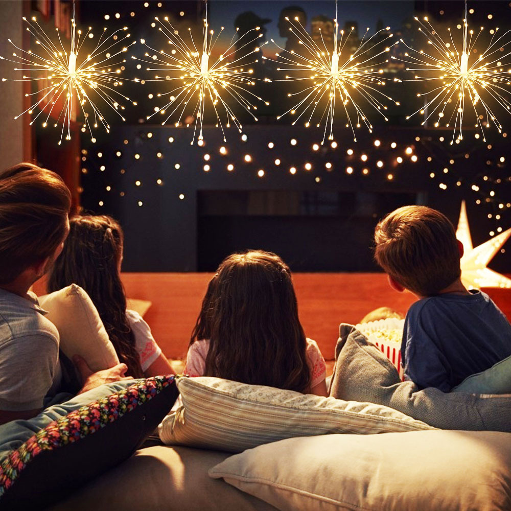 Amazon outdoor LED explosion Star copper wire light color string light battery smoke lamp dandelion light decorative light strip