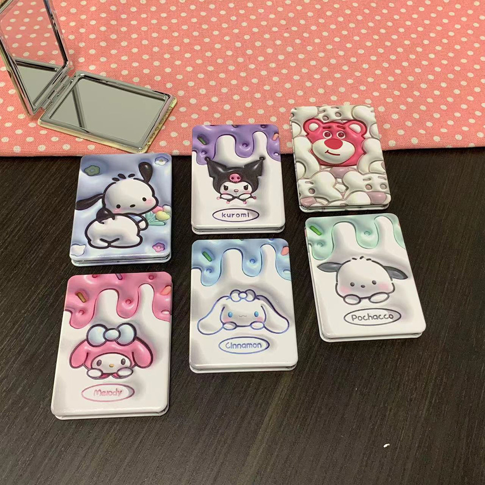 Sanrio Kulomi Small Mirror with Students Makeup Mirror Home Folding Mirror Double-sided Pattern Makeup Mirror
