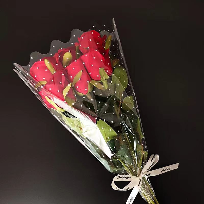 Small five-star flower bag rose Carnation dried flower multi-size transparent waterproof send girlfriend flowers bagging flower shop