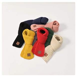 New Children's Scarf Small Scarf Label Scarf Wool Scarf Korean Style Scarf for Children logo Kindergarten