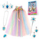 Children's Boxed Gift Girl's Toy Cloak Magic Wand Crown Princess Role Playing Children's Ring Set