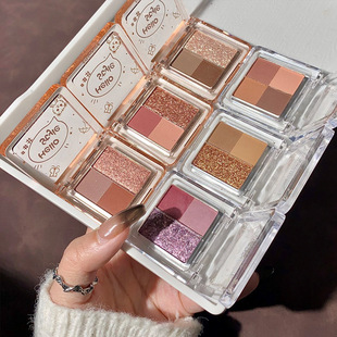 HELLOSTYLE three-color four-color eye shadow plate small cookie rose eye shadow plate dark clouds earth color Pearl matte female