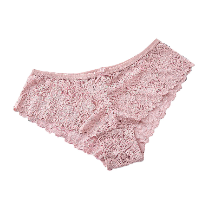 Cross-border sexy lace underwear women's cotton crotch low waist seamless hollow transparent European and American large size women's briefs