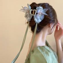 2024 new rhinestone colored glaze flower gun black hairpin high sense back of the head half tie grip clip exquisite shark hair accessories_voghion.com