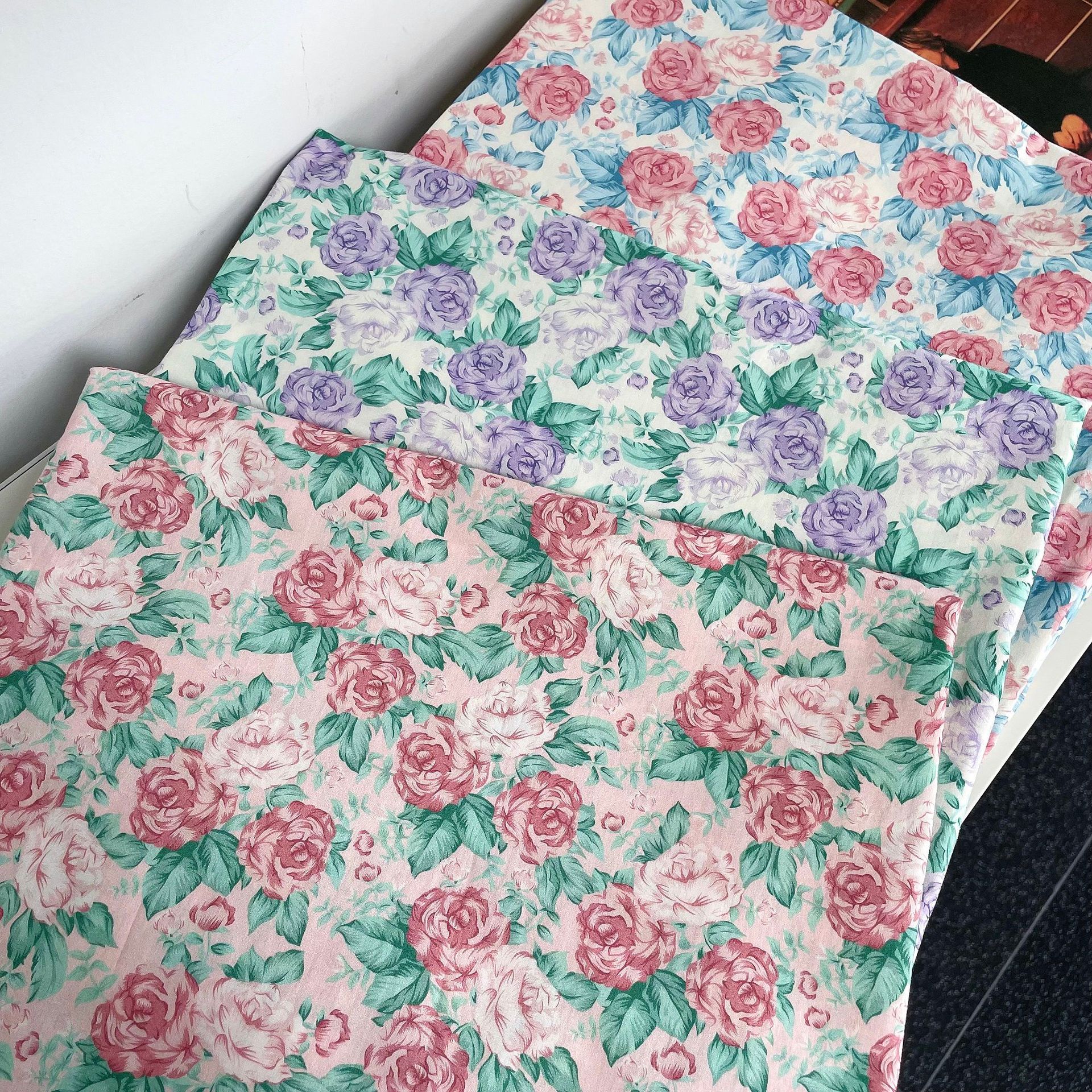Korean-style Cotton Floral High-grade Rose Printed Fabric Japanese and Korean-style ins Children's Dress Women's Cloth