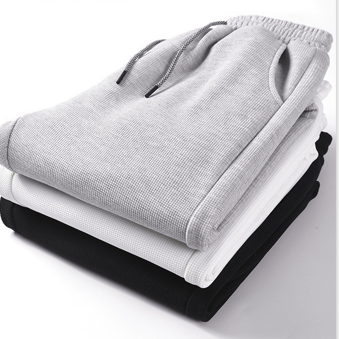 Men's Casual 2022 New Fashion Waffle Legs Four Seasons Loose Sports Pants Fashionable Thin Breathable Wei