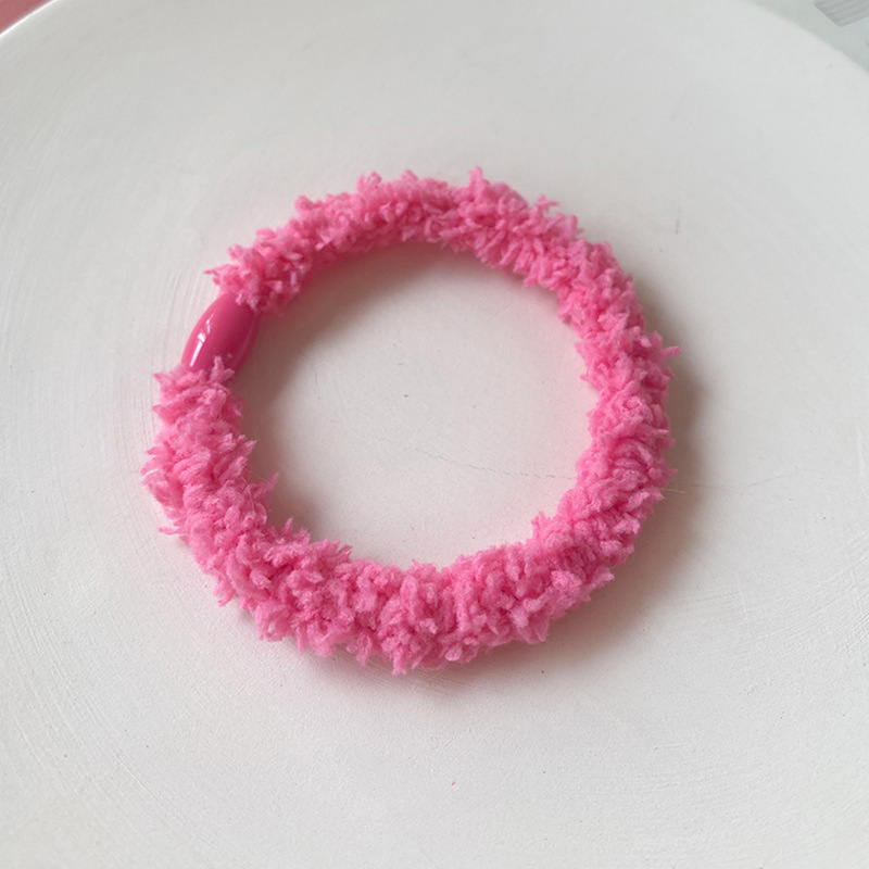 Candy color simple lamb hair rope blue color plush hair band female hair tie rubber band double ponytail hair rope
