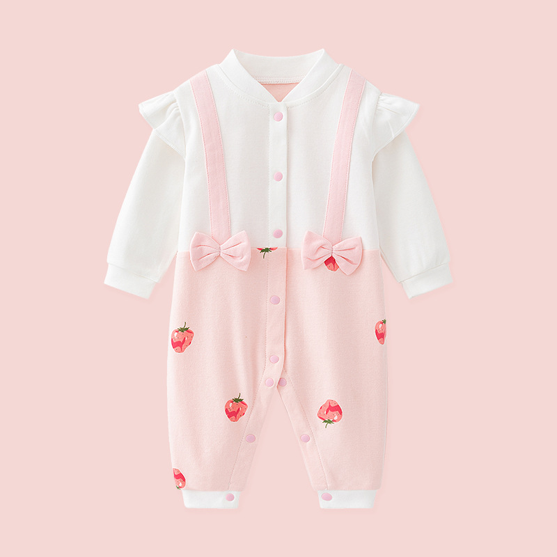 0-18月嬰兒衣服春秋冬季滿月寶寶連體衣女周歲哈衣爬服可愛