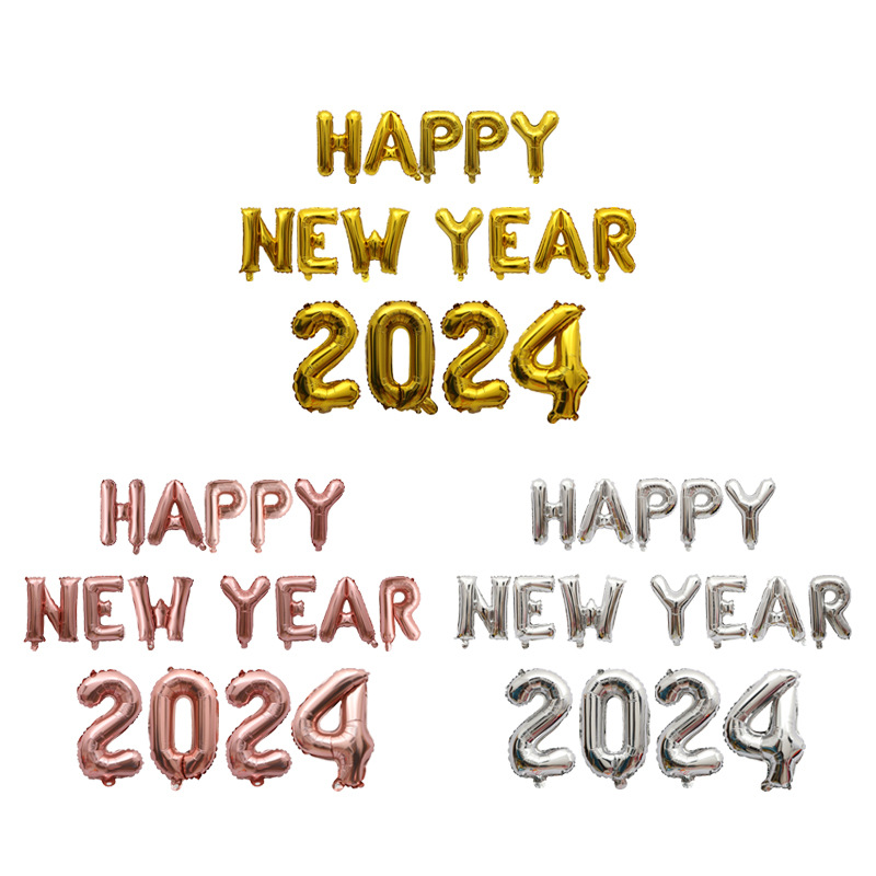 Golden Happy New Year New Year 2025 Balloon Alphanumeric Combination New Year Party Gift