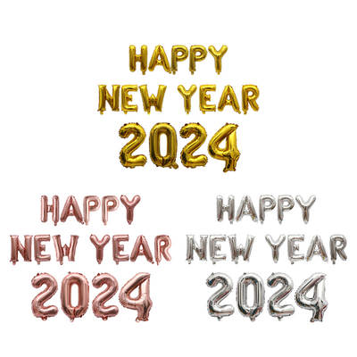 Golden Happy New Year New Year 2025 Balloon Alphanumeric Combination New Year Party Gift