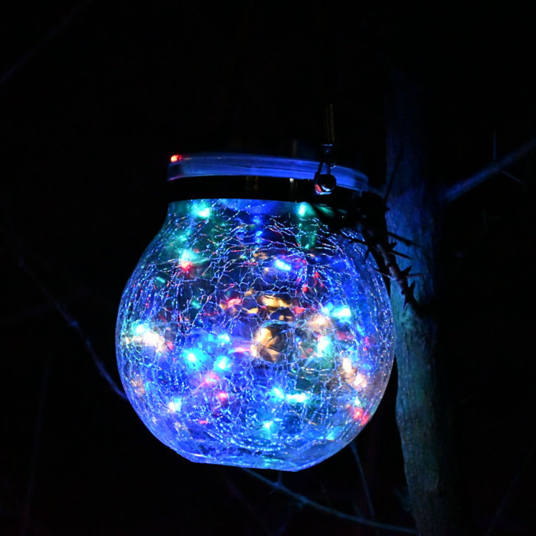 Factory wholesale Amazon outdoor courtyard decoration solar crack bottle light garden light waterproof LED night light