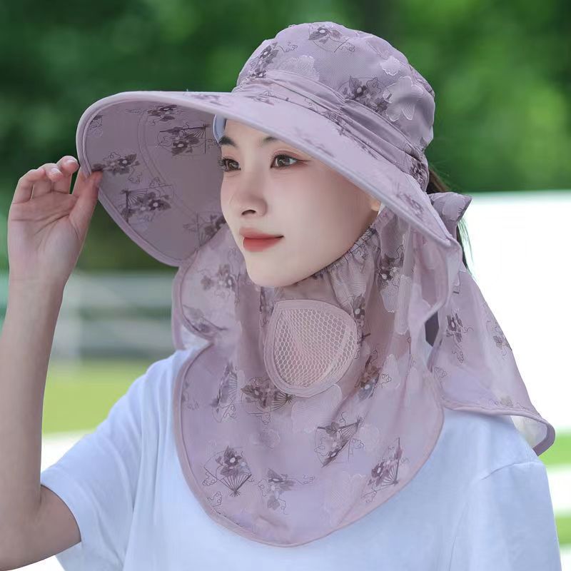 Sun Hat sun protection fashion all-match face protection strength UV protection sun hat cover full face tea picking hat New