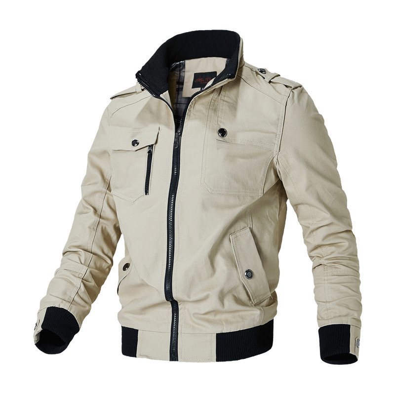 2021 New Style Jacket Men's Coat Korean Style Casual Men's Youth with Vertical Collar Spring and Autumn Cotton Jacket Trendy Jacket