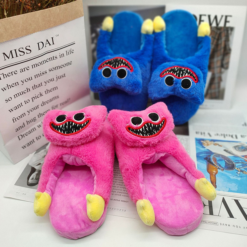 Half Pack Plush Bobby Slippers poppy playtime Home Daily Cotton Shoes for Men and Women Couple Thick Sole Mao Shoes
