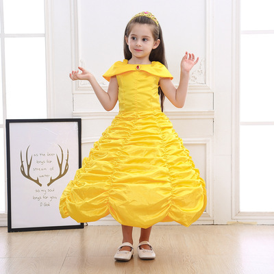 Halloween Yellow Belle Princess Dress Girl's Dress Summer Ice and Snow Princess Dress Beauty and the Beast Children's Dress