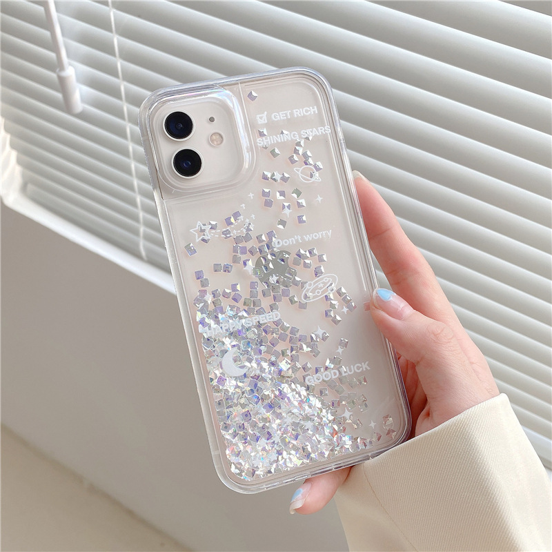 滿天星鑽石流沙殼適用iphone15Promax蘋果13手機殼14Pro女11/12硬