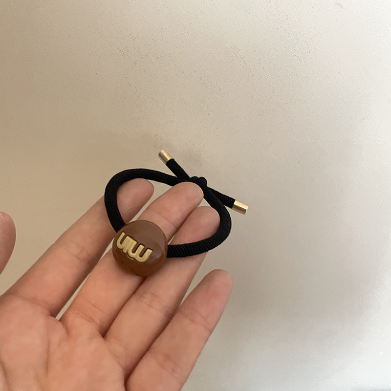 Élastique pour cheveux avec boule de couleur bonbon et lettre haute pour queue de cheval, anneau pour cheveux, accessoires pour cheveux de célébrités Internet pour femmes_voghion.com