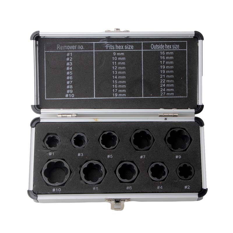 10-piece aluminum box set broken nut Bolt extraction device socket hexagon screw manufacturer broken wire extraction device