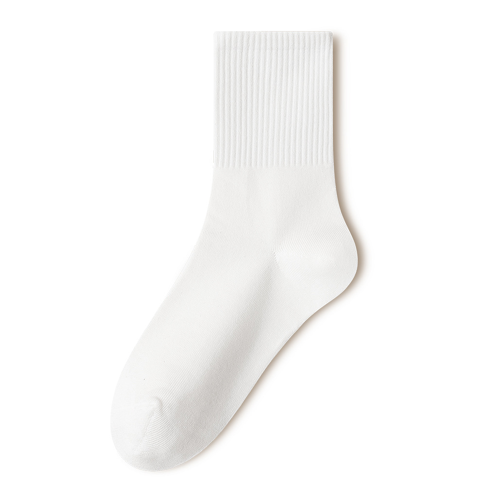 Socks women's mid-barrel autumn and winter socks stockings black men's versatile cotton sweat-absorbent four seasons solid color sports socks spring and autumn