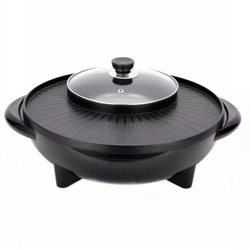Multi-purpose boiling and baking integrated pot sun and moon pot household non-stick pan frying and baking integrated electric hot pot electric baking pot