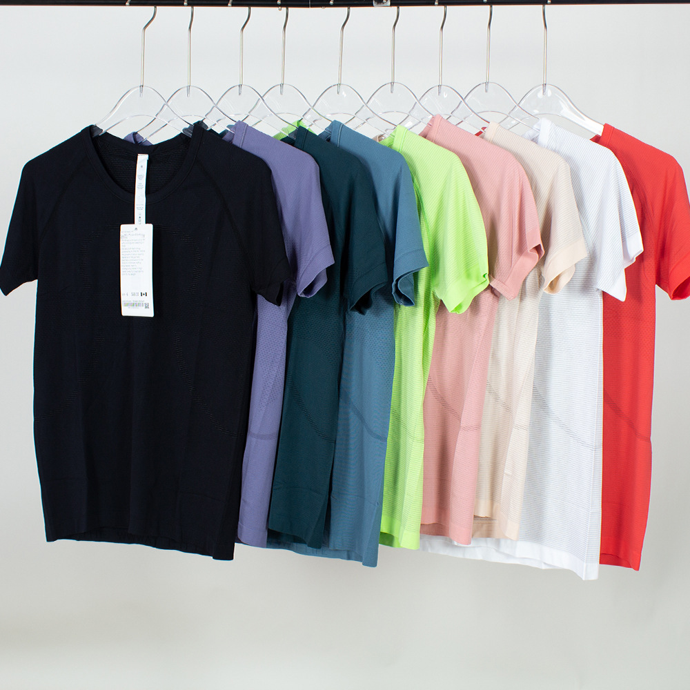 Quick-drying yoga clothes summer slim fit slimming women's sports T-shirt 2.0 tight short sleeve high elastic fitness knitted