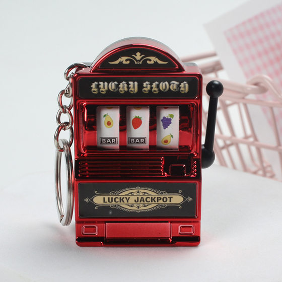 Mini Fruit Machine Keychain Pendant Turnaround Game Tiger LaBa Machine Small Jewelry Lucky Draw Hanging Ornaments