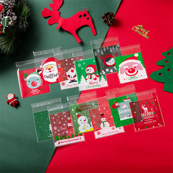 Cross-border hot selling Amazon Christmas ziplock bag self-adhesive cookie cow biscuit candy bag plastic bag