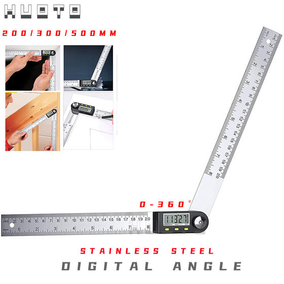 HUOTO electronic digital display angle ruler protractor Stainless Steel woodworking ruler angle measuring instrument angle ruler 360 degrees