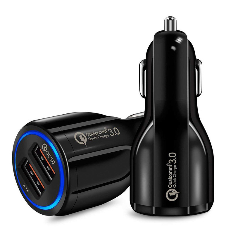 Factory wholesale small steel gun car charger QC3.0 car charger dual port USB car charger fast charger car charger