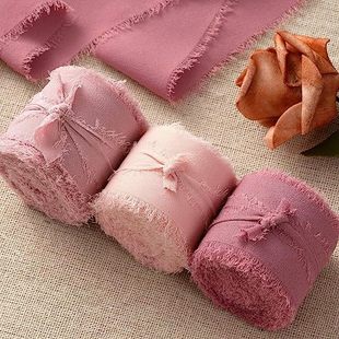 3cm Chiffon Hand Tassel Ribbon Without Fringe Wedding Hand-held Bow Handmade Silk Ribbon