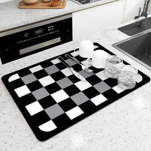 Kitchen Countertop Absorbent Mat Bar Table Cup Drain Mat Bowl Drying Mat Bar Tea Table Coaster Diswashable Heat Insulation Mat