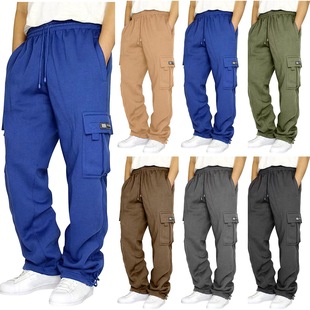 2023 cross-border plus size fleece-lined nicking overalls pants leg rope overalls webbing leather magic pants overalls