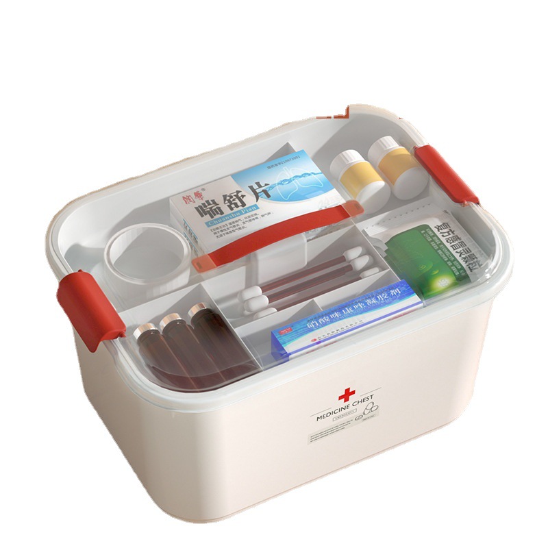 Free Shipping Plastic Portable Double-Layer Medicine Box Portable Emergency Medical Box Hospital Small Medicine Box Household Storage Box